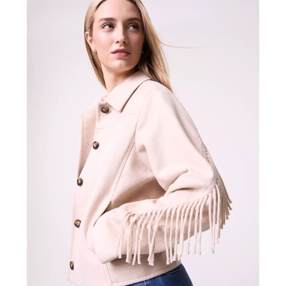 Ann Taylor Jackets & Blazers - 🆕ANN TAYLOR Fringe Bomber Jacket Wool Blend Lined Beige Medium